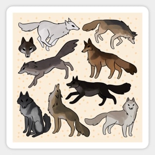 Cute wolves illustration Magnet